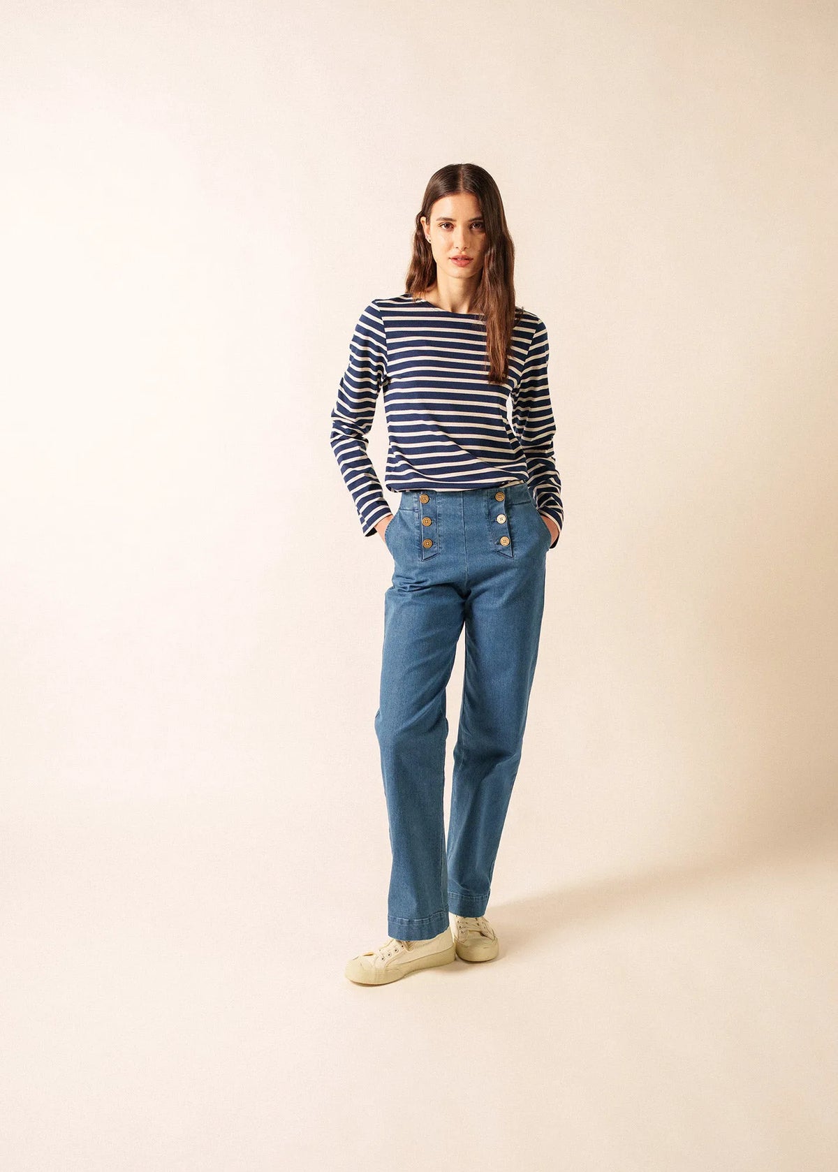 NAVY / ECRU
